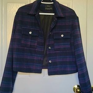 Bershka Lined Jacket Subtle Plaid